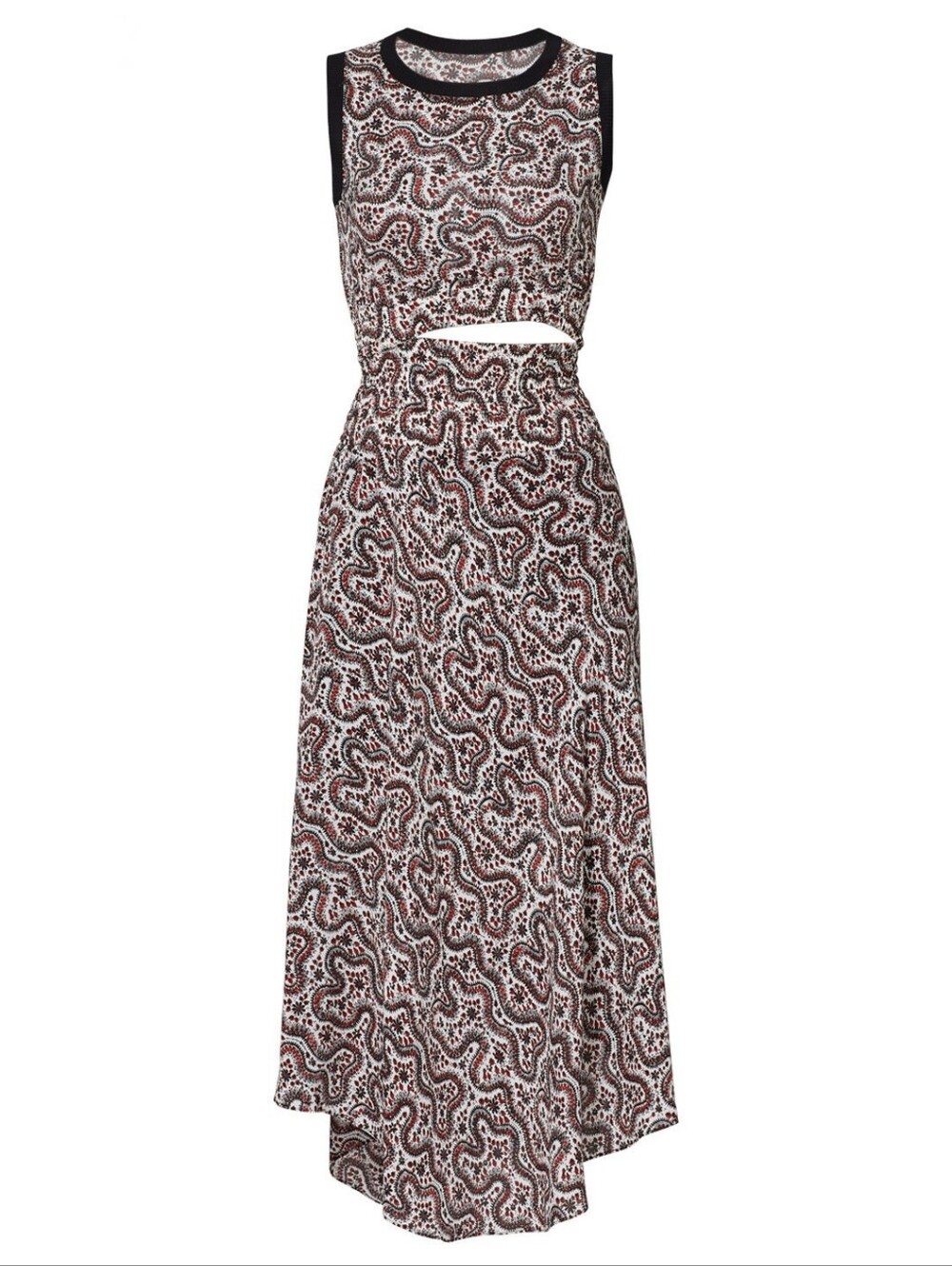 A.L.C Printed Sandra 100% Silk Midi Dress Women’s Size 6 Cut Out Party Occasion